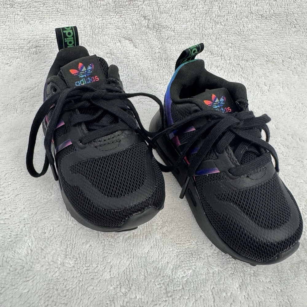 NEW ADIDAS ORIGINALS MULTIX EL I CORE Toddler 4k Black Rainbow Baby Athleisure